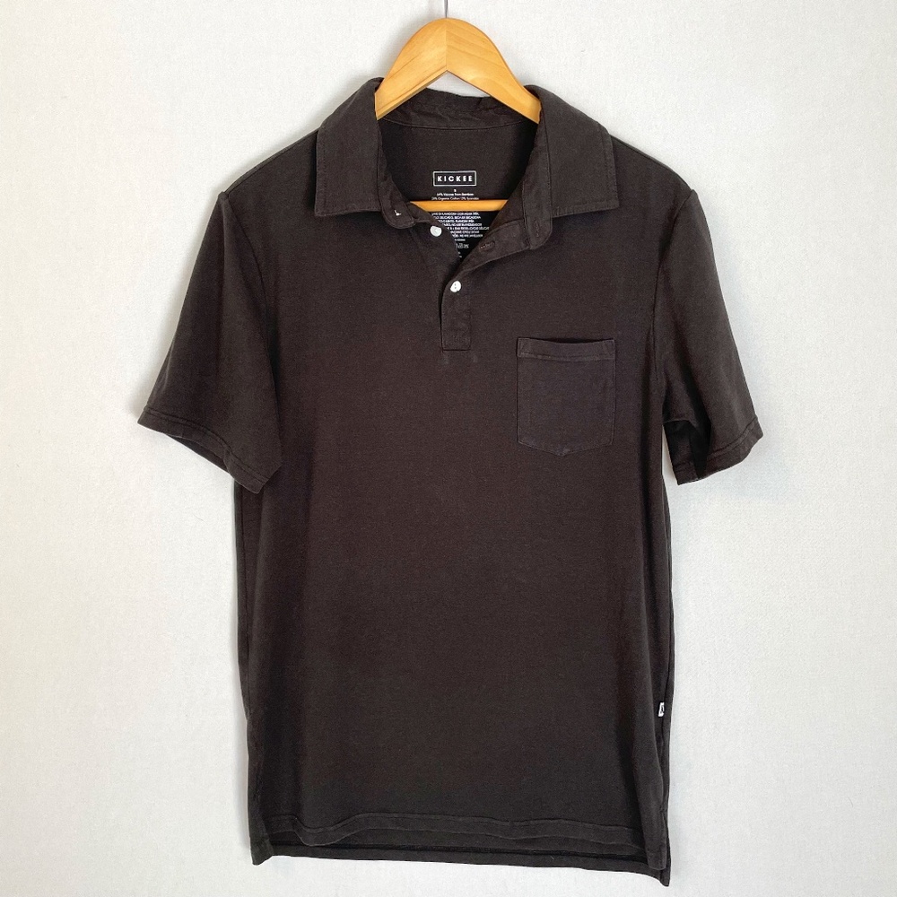 KICKEE Men's Small Black Bamboo Luxe Blend Short Sleeve Jersey Polo